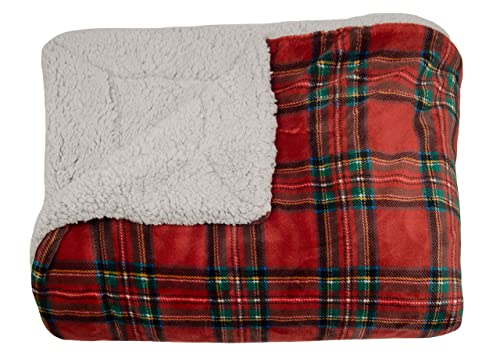 BIANCHERIAWEB Plaid Sofadecke Schottisch Tartan Retro Lamm Fell Sherpa Winter warm 2 Einzelbetten Bordeaux von BIANCHERIAWEB