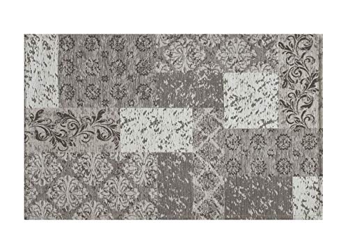 BIANCHERIAWEB Rutschfester Velours-Teppich für Schlafzimmer und Wohnzimmer, Design Saturno Silber von Suardi von BIANCHERIAWEB