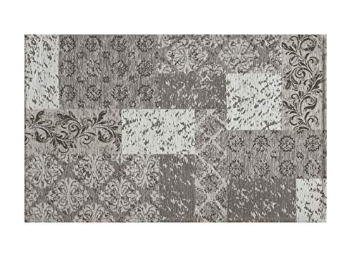 BIANCHERIAWEB Suardi Teppich aus Velours, rutschfest, für Schlafzimmer und Wohnzimmer, Design: Saturn, Silber von BIANCHERIAWEB