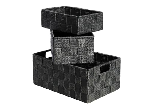 BIANCHERIAWEB Set mit 3 Aufbewahrungskörben, Rattan, groß, mit dekorativen Griffen, Schwarz BIANCHERIAWEB Set mit 3 Aufbewahrungskörben, Rattan, groß, mit dekorativen Griffen, Schwarz von BIANCHERIAWEB