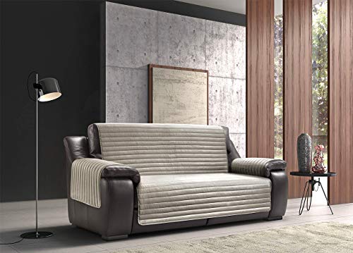 BIANCHERIAWEB Gesteppter Sofabezug für 2 Sitzer, doppelseitig, Taupe-Beige, Sitz 125 cm, Armlehne 60 x 60 cm, schmutzabweisend und wasserdicht, maschinenwaschbar von BIANCHERIAWEB