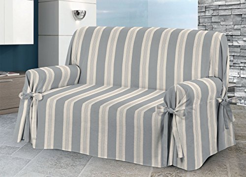BIANCHERIAWEB Sofabezug mit Bändern, Schleife, Sofabezug, Sofaüberwurf, hergestellt in Italien, 2-Sitzer, Farbe Grancasa Grau von BIANCHERIAWEB