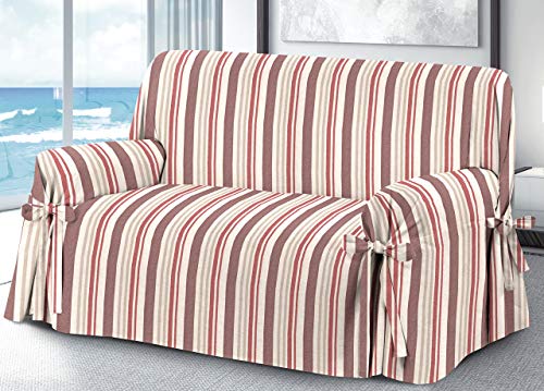 BIANCHERIAWEB Sofabezug mit Bändern, Schleife, Überwurf, Sofaüberwurf, hergestellt in Italien, 2-Sitzer, Farbe Riviera Bordeaux von BIANCHERIAWEB