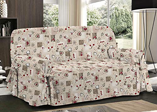 BIANCHERIAWEB Sofabezug mit Schleifen, Sofabezug, 2-Sitzer-Sofaüberwurf, Muster Holly von BIANCHERIAWEB