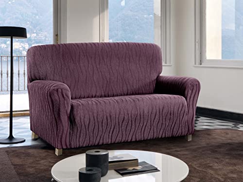 BIANCHERIAWEB Sofaüberwurf für Sofa, elastisch, Fleckenschutz, Modell Wonderful 3-Sitzer Lila von BIANCHERIAWEB