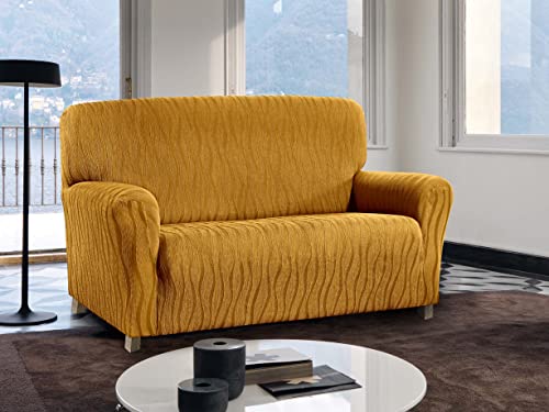 BIANCHERIAWEB Sofaüberwurf für Sofa, elastisch, Fleckenschutz, Modell Wonderful 3 Sitzer Ocker von BIANCHERIAWEB