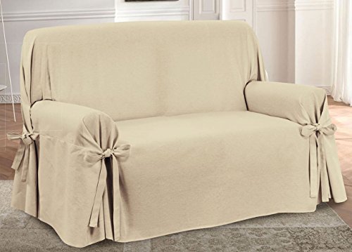 BIANCHERIAWEB Sofabezug mit Bändern, Schleife, Sofabezug, Sofaüberwurf, Made in Italy, 2-Sitzer, Farbe Edelbeige von BIANCHERIAWEB