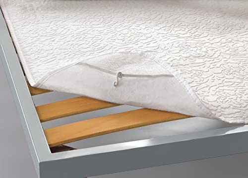 BIANCHERIAWEB Spannbettlaken mit Gummizug, Lattenrost aus 100% Polyester, hergestellt in Italien, Modell Alba, maschinenwaschbar, für französisches Bett von BIANCHERIAWEB