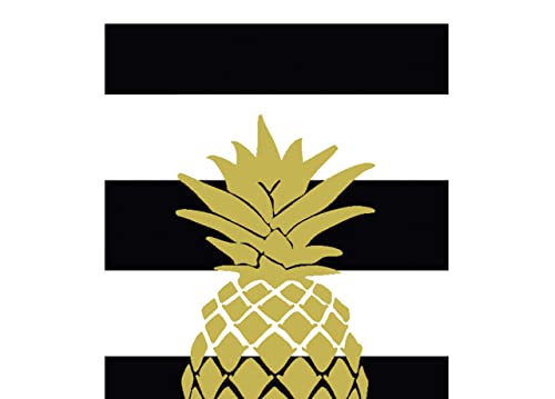 BIANCHERIAWEB Strandtuch 90 x 165 cm Jacquard Motiv Golden Ananas, Strandtuch Frottee Handtuch Strand oder Pool von BIANCHERIAWEB