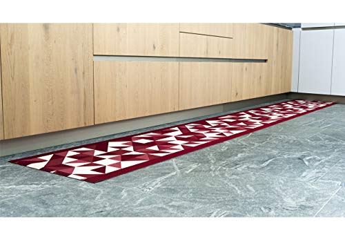 BIANCHERIAWEB Kücheläufer Teppich rutschfest Jacquard Stoff Design Origami Bordeaux 57x600 von BIANCHERIAWEB