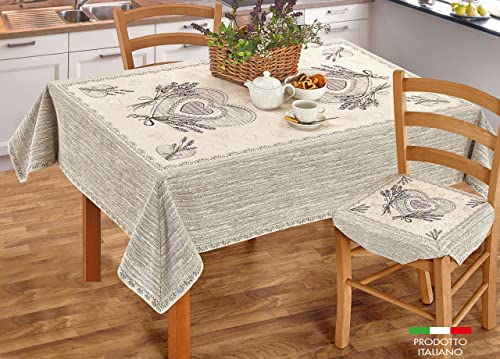 BIANCHERIAWEB Tischdecke, Tischdecke, Tischläufer, Blumenmuster, Lavendel, hergestellt in Italien, 140 x 180 cm, Lavendel von BIANCHERIAWEB
