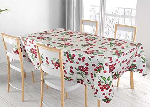 BIANCHERIAWEB Tischdecke für Küche, aus 100% Baumwolle, hergestellt in Italien, Motiv: Kirsche, 140 x 240 cm, Kirsche von BIANCHERIAWEB