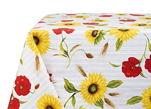 BIANCHERIAWEB Tischdecke für Küche, aus 100% Baumwolle, hergestellt in Italien, Motiv: Sonnenblumen, 140 x 240 cm, Sonnenblumen von BIANCHERIAWEB