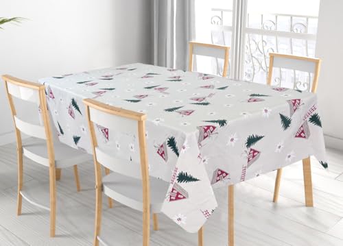 BIANCHERIAWEB Tischdecke für Weihnachten, Küche, Wohnzimmer, aus 100 % Baumwolle, Design Chalet RP, 140 x 300 cm von BIANCHERIAWEB