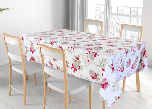 BIANCHERIAWEB Tischdecke für Weihnachten, Küche, Wohnzimmer, aus 100 % Baumwolle, Design Tannenzapfen, RP, 140 x 300 cm, Tannenzapfen von BIANCHERIAWEB