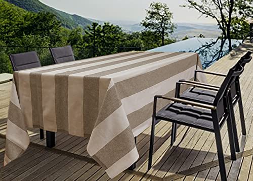 BIANCHERIAWEB Tischdecke für Wohnzimmer, Küche, Miros, Baumwollmischung, hergestellt in Italien, breite Streifen RP, 140 x 180 cm, Beige von BIANCHERIAWEB