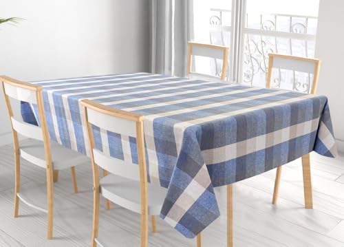 BIANCHERIAWEB Tischdecke für Wohnzimmer Küche Tisch 100% Baumwolle Made in Italy Country RP 140 x 360 blau von BIANCHERIAWEB
