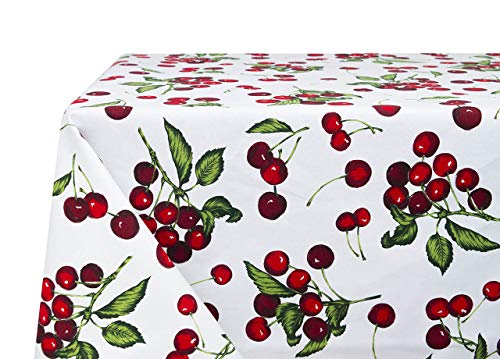 BIANCHERIAWEB Tischdecke für die Küche, 90 x 90 cm, mit Kirschmotiv, hergestellt in Italien, Tischdecke aus 100% Baumwolle von BIANCHERIAWEB