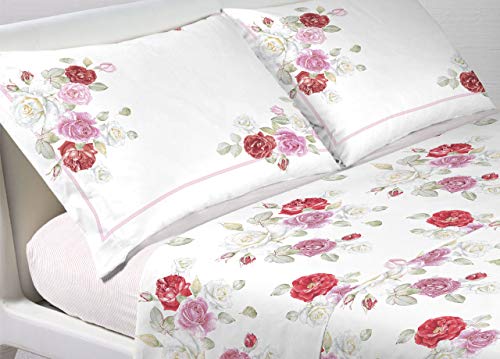 BIANCHERIAWEB Web Linen Bettwäsche-Set, 100% Baumwolle, hergestellt in Italien, für Doppelbett, Rosa von BIANCHERIAWEB