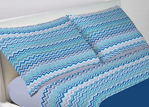 BIANCHERIAWEB Bettwäsche-Set aus 100% Baumwolle, Bettwäsche für französisches Bett, Motiv: Baia, Hellblau von BIANCHERIAWEB