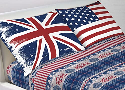 BIANCHERIAWEB Bettwäsche-Set aus 100% Baumwolle, für französisches Bett, Motiv: Flagge von BIANCHERIAWEB