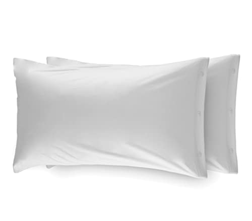Bettwäsche Web Kissenbezüge aus 100% Baumwolle, Kissenbezüge mit seitlichen Knöpfen, 52 x 82, einfarbig, Weiß von BIANCHERIAWEB