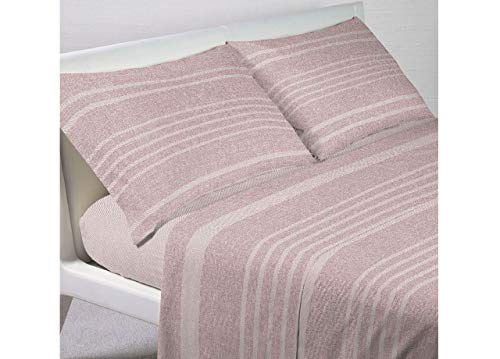 BIANCHERIAWEB Linen Web Bettwäsche-Set, 100% Baumwolle, hergestellt in Italien, Bettlaken 1 und EIN halbes Bett, Riviera-Design, Rosa von BIANCHERIAWEB