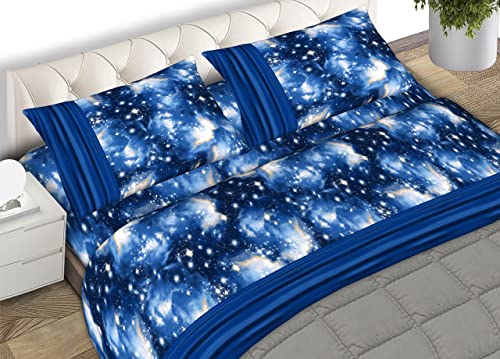 BIANCHERIAWEB Bettwäsche und Kissenbezüge, aus 100% Baumwolle, Flanell, hergestellt in Italien, Motiv Universum mit Himmel und Sternen Modell C.N für Doppelbett von BIANCHERIAWEB