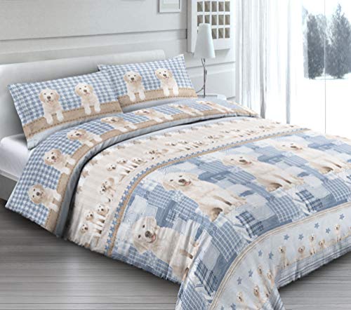 BIANCHERIAWEB Biancheria Web Bettbezug für Doppelbett, 100% Baumwolle, Design Hunde VAR. 19 von BIANCHERIAWEB