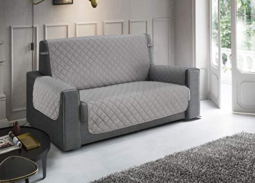 BiancheriaWeb Imperial Python 2-Sitzer wasserdichter gesteppter schmutzabweisender Sofabezug, grau, 223 x 180 cm (einschließlich Armlehnen) von BIANCHERIAWEB