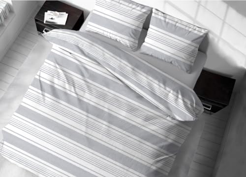Linen Web Bettbezug 100% Baumwolle, Bettbezug Streifenmuster, grau von BIANCHERIAWEB
