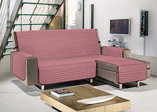 Sofaüberwurf für Halbinsel, gesteppt, schmutzabweisend, wasserdicht, Modell Olimpo Bordeaux, 190 cm von BIANCHERIAWEB