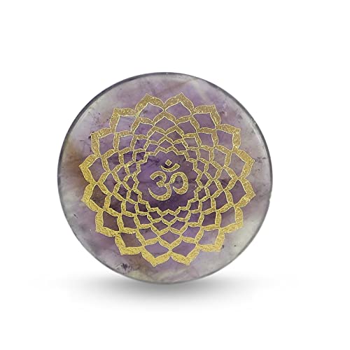 BIANMTSW Steine ​​mit Lapislazuli 30 mm eingravierte Symbole polierter Palmenstein -KristallNaturstein Weissagung Abwehr böser Geister Halbedelstein Jade Antiquitäten Voller Textur (Color : Amethyst) von BIANMTSW