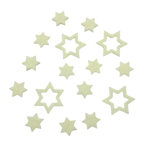 BIASTO Streu-Deko Sterne (in Zwei Größen) aus Filz - für eine perfekte Tischdekoration und als Bastelbedarf (Creme) von BIASTO