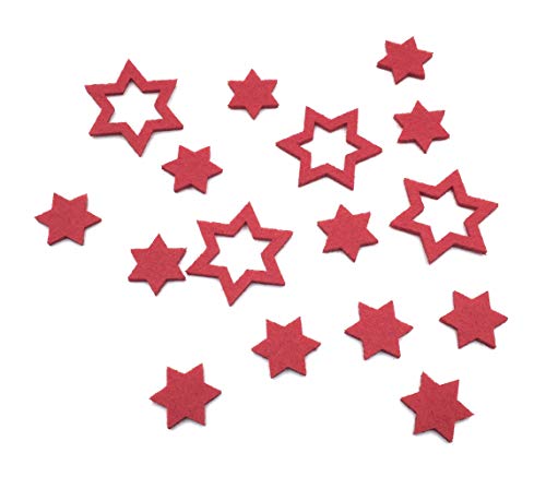 BIASTO Streu-Deko Sterne (in Zwei Größen) aus Filz - für eine perfekte Tischdekoration und als Bastelbedarf (rot) von BIASTO