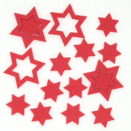 BIASTO Streu-Deko Sterne (in Zwei Größen) aus Filz - für eine perfekte Tischdekoration und als Bastelbedarf (rot) von BIASTO