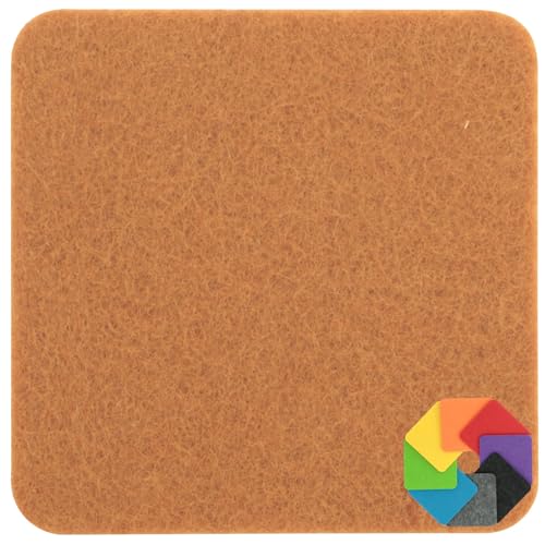 Design Filz Untersetzer eckig - 10x10cm in Ocker für Glas, Getränke, Bar, Tasse, Vase von BIASTO