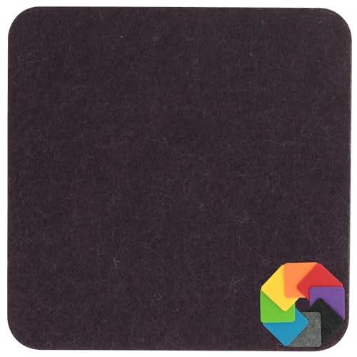 Design Filz Untersetzer eckig - 10x10cm in Pflaume für Glas, Getränke, Bar, Tasse, Vase von BIASTO