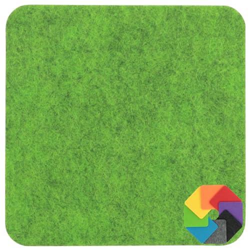 Design Filz Untersetzer eckig - 10x10cm in apfelgrün meliert für Glas, Getränke, Bar, Tasse, Vase von BIASTO