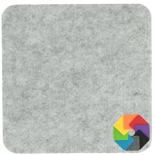 Design Filz Untersetzer eckig - 10x10cm in hellgrau meliert für Glas, Getränke, Bar, Tasse, Vase von BIASTO