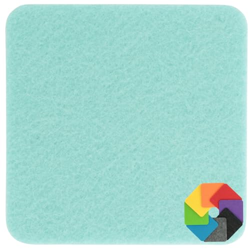 Design Filz Untersetzer eckig - 10x10cm in Pastell-türkis für Glas, Getränke, Bar, Tasse, Vase von BIASTO