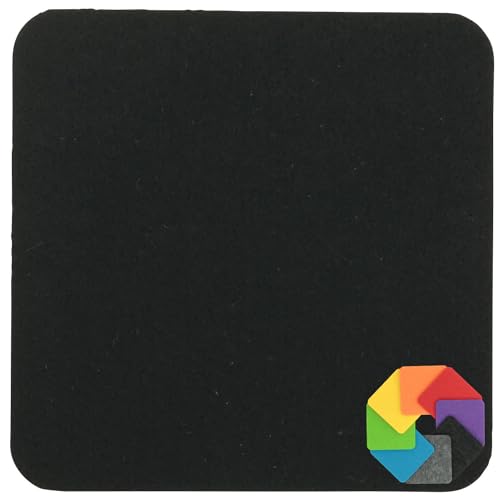 Design Filz Untersetzer eckig - 10x10cm in schwarz für Glas, Getränke, Bar, Tasse, Vase von BIASTO