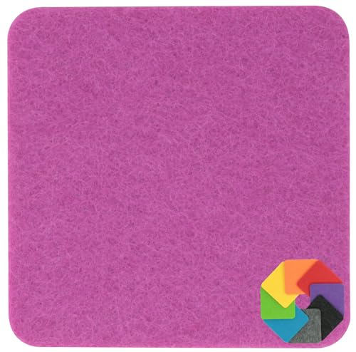 Design Filz Untersetzer eckig - 10x10cm in violett für Glas, Getränke, Bar, Tasse, Vase von BIASTO