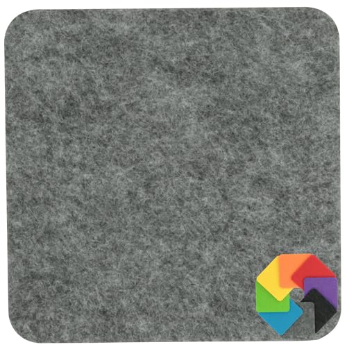 Design Filz Untersetzer eckig - 15x15cm in Mittelgrau meliert für Glas, Getränke, Bar, Tasse, Vase von BIASTO
