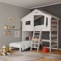 Hochbett - Doppelbett, Kinderbett - Etagenbett Länge 200 x Breite 90 cm, mit Unterbett - Wieß - Bibex von BIBEX