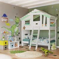 Hochbett - Doppelbett, Kinderbett - Etagenbett Länge 200 x Breite 90 cm, mit Türchen - Grün - Bibex von BIBEX