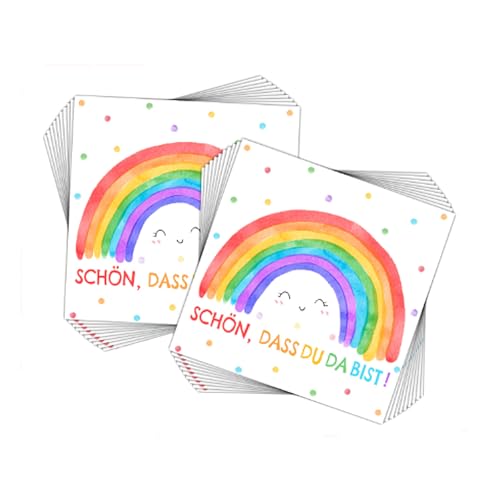 20 Stück Servietten Geburtstag Kinder,Mädchen Regenbogen Deko Kindergeburtstag Bunt Tischdeko,Fasching Einschulung Junge Party Bunte Schön Geburtstagsservietten für Karneval Geburtstage Konfetti von BIBITI