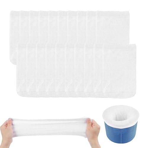 BIBITI 10 Stück Pool Skimmer Socken,Schwimmbad Leaf Skimmerkorb Filter Netz Zubehör,Aquarium Feinfilterung Skimmernetze Filtersocken,Reinigung Teich Filterkorb Poolsocken (20, Weiße) von BIBITI