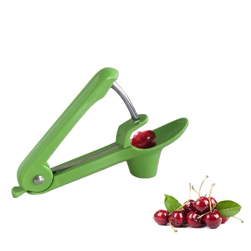 Kirschentkerner Entkerner,Edelstahl Kirschen Kirschentsteiner Entferner,Tragbarer Cherry Corer Pflückhilfe Kirschkernentferner Entkerne Pit Remover Tool für Obst Pflaumen Oliven Cherries(grün) von BIBITI