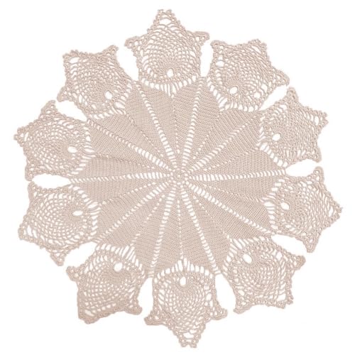 BIBITIME Tulpenblumen-Spitzen-Tischsets, handgefertigt, gehäkelt, Tischmatte für Küche, Tischdecke (1 Stück, 78,7 cm bis 81,3 cm, Beige) von BIBITIME